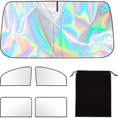 Sonnenschutz für Autos, vorne, für Kleinfahrzeuge, Seiten, Windschutzscheibe, kompatibel mit Armaturenbrett, Fenstern, Sonnenschutz, Magnet, Seitenklappe, faltbar (1/4)