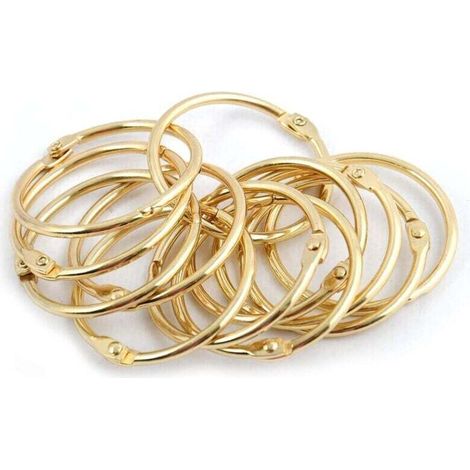 Lot de 12 anneaux de rideaux en métal, diamètre intérieur 50 mm, adaptés aux rideaux, rideaux de douche, doré (1/4)