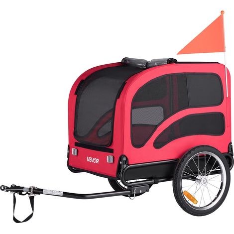 Remorque vélo chien 45 kg, chariot pour petits et grands chiens, cadre pliable roue rapide, coupleur, réflecteur drapeau laisse (1/5)