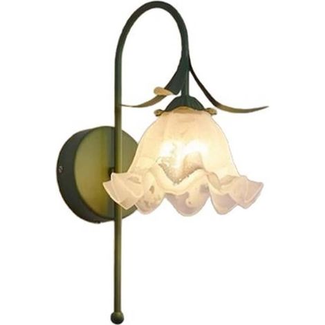 Applique murale - veilleuse - motif floral - vert clair - abat-jour, convient à un intérieur moderne. (1/5)