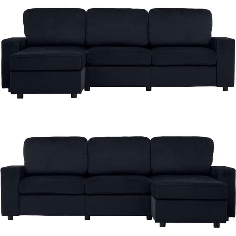 Ecksofa mit Stauraum aus schwarzem Stoff MODENUIT 245,5 cm (1/5)
