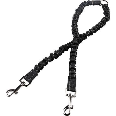 Laisse double élastique pour 2 chiens, éducative, en sachet OPP individuel (1/4)