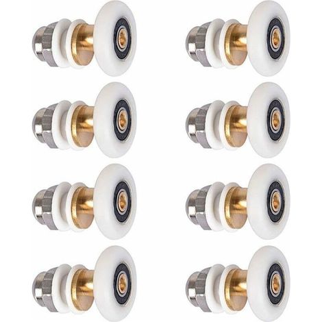 Roulette Porte Douche,Roulettes de Porte Coulissante Cabine de Douche Porte Poulies Roue de Rechange pour Rouleau avec Diamètre de Roues 27mm,8 Pièces (1/5)