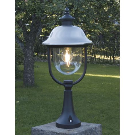 LED Sockelleuchte Laterne außen im Landhausstil, Schwarz-Silber, Höhe 54cm (1/5)
