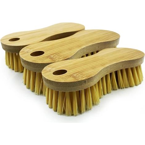 Filiyano-Lot de 3 brosses de nettoyage robustes en bambou, adaptées au nettoyage des sols, des tapis et des salles de bains.