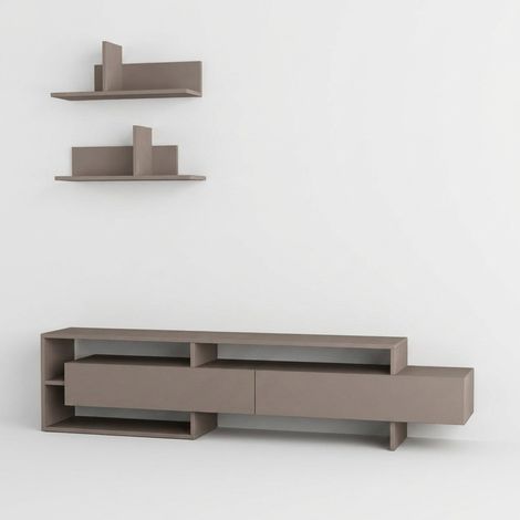 TV-Möbel mit 2 Türen und 2 Wandregalen L180 cm - Gara (1/3)