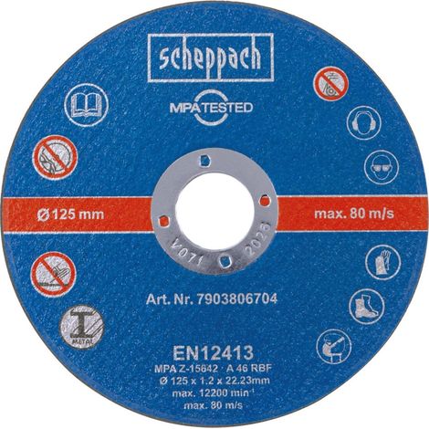Set 12 dischi abrasivi da taglio per metallo 125mm Scheppach
