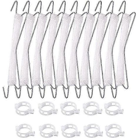 Lot de 10 supports à tomates, crochets en J et en V, avec ficelle et cordelette de couleur aléatoire. (1/5)