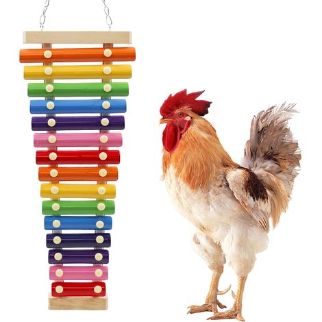 Colorful Chicken Xylophone Toy, Hanging Funny Xylophone Toy with 15 Metal Keys, Cage Toy Accessories for Chicken Chick Bird Parrot Parrot Parakeet Budgies Love Birds