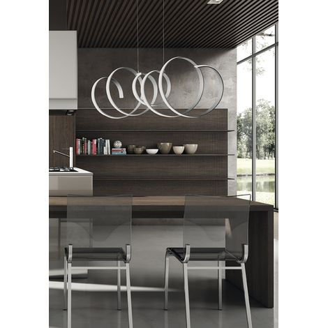 Lampada a sospensione SCIA a LED in metallo 100 cm con finitura Silver (1/4)