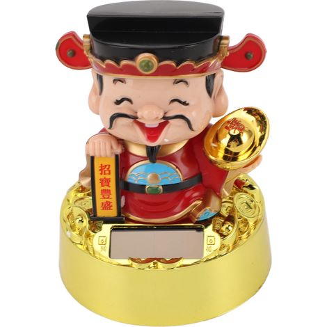 Ortviai Figurine solaire du Dieu de la Richesse qui hoche la tête – Déco Feng Shui pour bureau, voiture et intérieur (1/5)