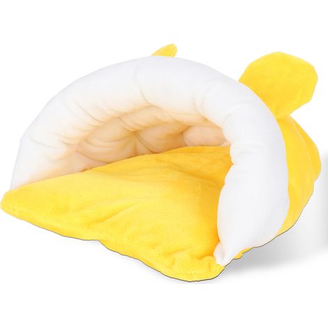 Nid douillet en coton épais pour petits animaux (hamster, planeur de sucre, écureuil) - Jaune (1/5)