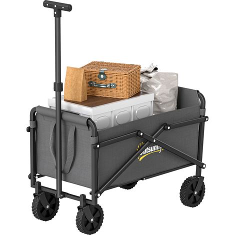 41L Festival Trolley on Wheels, Compact Garden Folding Trolley Cart, 60kg Heavy Duty Collapsible Foldable Wagon with Adjustable Handle Carrying Bag for Beach, Camping, Festival, Grey (1/5)