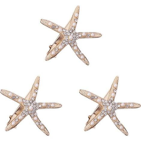 3 pièces Étoile de mer Pince à Cheveux Mariée Fleur Fille Accessoires pour Mariage,Diamant Épingle À Cheveux Épingle À Cheveux (1/5)