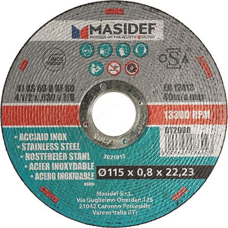 Disco taglio D.115x1,0mm acciaio inox