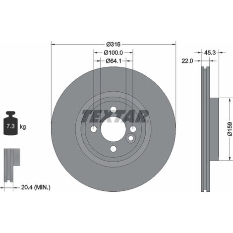 Lot de 2 Disques de frein Textar 92255003 MINI 34106784366 34116855781 6784366