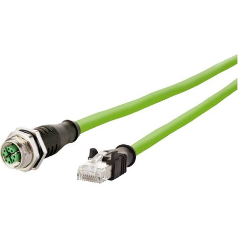 Metz Connect 142M2X25050 M12 Câble réseau, câble patch CAT 6a S/FTP 5.00 m vert gaine PUR, résistant aux acides, résistant à l'ozone, résistant C878552 (1/4)