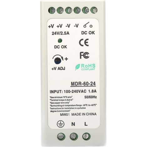 Alimentation industrielle 60W 24V DC sur rail DIN MDR-60-24 (1/5)