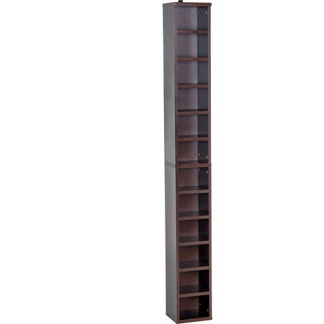 Homcom – Étagère colonne CD 12 compartiments – Charge max 15 kg – Dimensions 21x20x175 cm – Conception anti-basculement – Bois MDF marron
