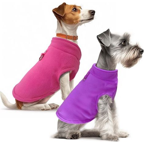 Conjunto de 2 suéteres para perros, cálidos y suaves, adecuados para perros pequeños y gatos, hechos de polar, verde + azul claro, XL (1/5)