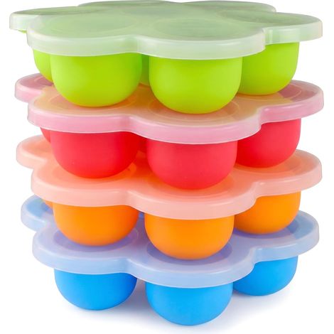 à glaçons pour bébé, paquet de 4 bacs en silicone avec couvercle (1/5)