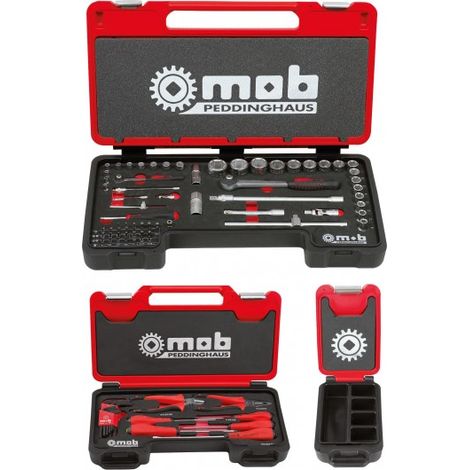 Mob Outillage – Coffret Fusion Box 86 pièces avec rails Cargo – Charnières triples renforcées – Polyéthylène haute densité – Accès rapide aux outils