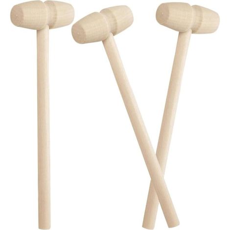 3 Pièces Outils en Bois Mini Marteau Maillet pour Crabe Homard DIY Petit Marteau de Peinture Jouet pour Enfants (1/5)
