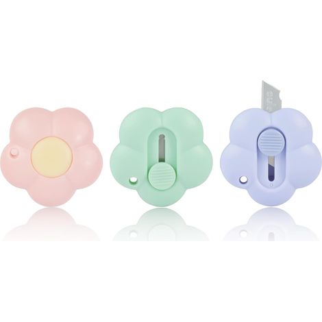 Couteau de Papeterie, 3PCS Mini Couteau Utilitaire Rétractable, Mini Ouvre-Lettre, Cutter, Couteaux à Tapis, Box Cutter pour la Papeterie (1/5)