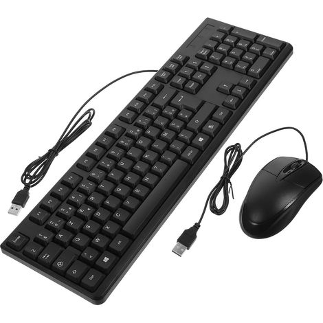 Pack Clavier Filaire USB Noir Souris, Clavier Compact Abs 104 Touches Haute Performance pour Bureau et Usage Quotidien (1/5)