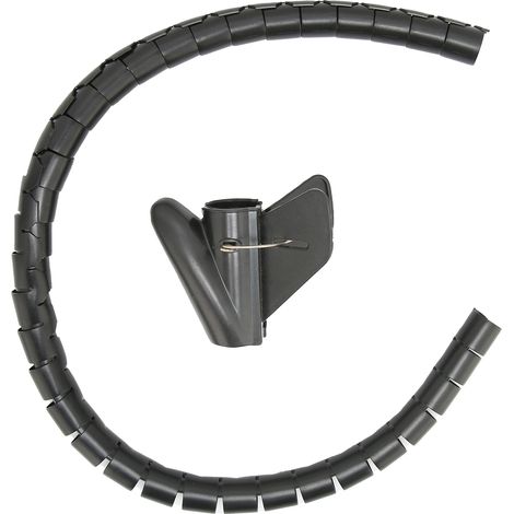 Gaine de gestion de câbles spirale noire de 10 m et 16 mm de diamètre, type ouvert, avec pince. (1/5)