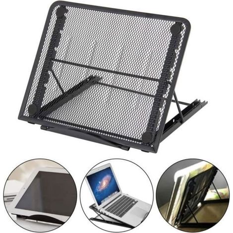 Support Ordinateur Portable - Métal Pliant - Hauteur Réglable - Pour Ordinateur 10 À 15 Pouces - 1 Pièce (1/4)