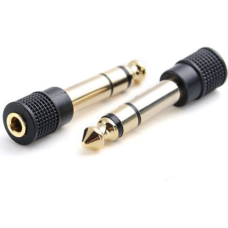 Gold-plated copper audio adapter, 6.5mm female to 3.5mm to 6.35mm male, small to large plug. (1/5)