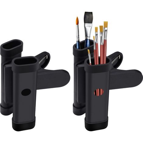 Lot de 2 pinces pour pinceaux de peinture, chevalet, aquarelle, support de rangement et de rangement, support de baguette, noir (1/5)