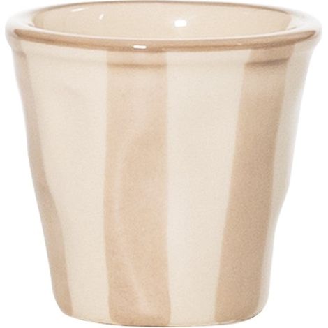 Zafferano Set 6 Petits Verres À Rayures Lido En Céramique Artisanale Sable, Faits Main À Civita Castellana, Italie, Style Unique Et Elégant (1/2)