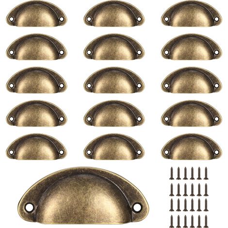 Poignées Coquille Vintage pour Tiroirs et Placards,Tirettes de Meuble Rétro en Demi-Cercle,Boutons de Porte de Cuisine et Commode (Bronze) (1/5)