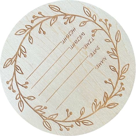 Rundes 5,9-Zoll-Babyankündigungs-Foto-Requisit-Schild aus Lindenholz „Hallo Welt“ Babyschild für Kinderzimmer L3 (1/5)