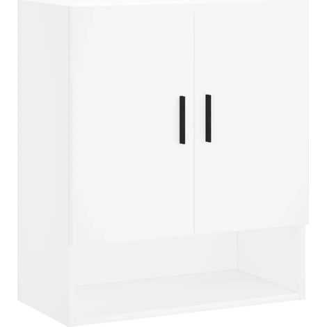 Mobiletto a muro moderno bianco 60 x 31 x 70 cm pratico contenitore decorazione d'interni legno bianco 020048775
