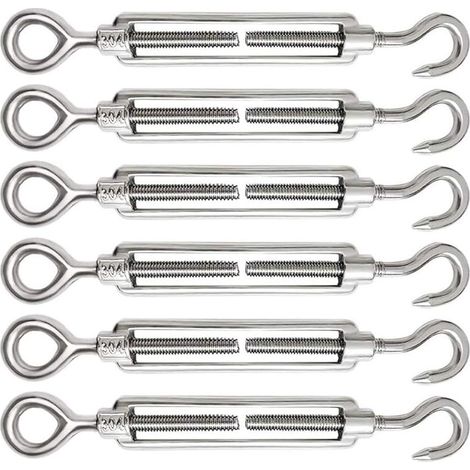 6-teiliges M5-Kabelspannschloss-Set, verstellbarer Kabelspannschlosshaken und -ösen aus Edelstahl 304 für Draht, Stahlseil, Seil und Kabelspannhaken-Zubehör (1/5)