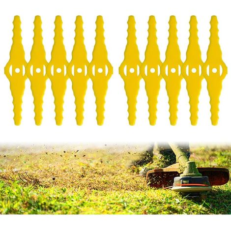 10 Pièces Nouvelles Lames de Rechange en Plastique, Lame Plastique Coupe Bordure, Lames de Tondeuse Jardin Tondeuse Accessoires, 140mm Lame Débroussailleuses à Gazon, pour Jardin Pelouse (1/5)