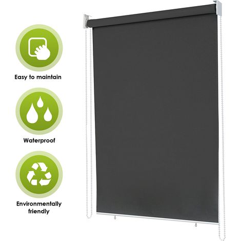 Senkrechtmarkise 180 x 140cm Balkonmarkise Sonnenschutz, UV-bestaendige Vertikalmarkise, Windschut und Sichtschutz, aus Metall und Polyester,Anthrazit (1/5)