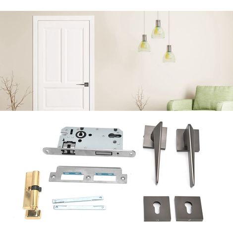 Kit de poignée de verrouillage de porte double, serrure antivol moderne pour chambre, salle de bain ou bureau (1/5)