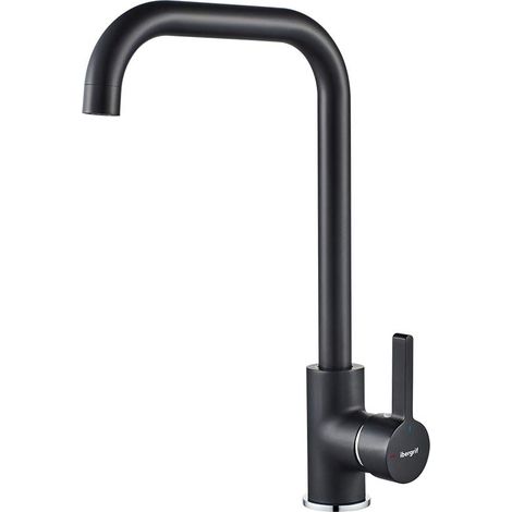 Ibergrif M22105B, Rubinetto da Cucina con Bocca Girevole a 360°, Miscelatore Monocomando per Lavello, nero (1/5)