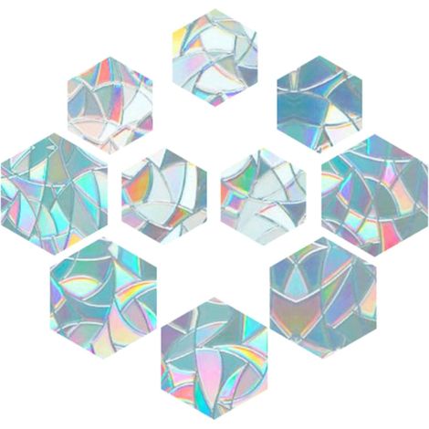 10 Pcs Rainbow Window Clings 3D Decorative Window Film Hexagon Shape Anti-Collision Window Stickers Door Window Static Cling (1/5)