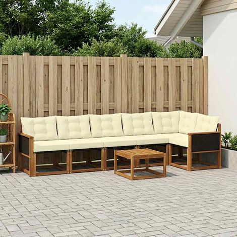 vidaXL Outdoor-Sofagarnitur mit Kissen 7 pcs Natur und Creme (1/5)