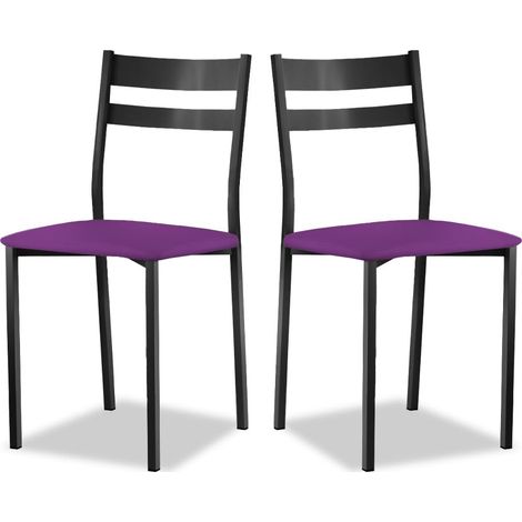 Chaise de Cuisine métallique avec Dossier Ouvert, Aubergine, 56 cm x 45 cm x 40 cm (1/5)