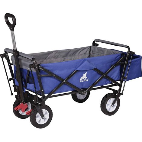 WOLTU Bollerwagen faltbar Handwagen Gartenwagen mit Dach, Rollen mit Bremse, Strandwagen mit Sonnenschutz, für Garten Camping Kinder, 80 kg belastbar, Blau