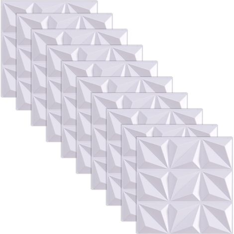 30 x 30 cm - Panneaux muraux autocollants 3D - Blanc - Revêtement mural 3D - Panneaux muraux 3D en PVC, murs de salle de jeux, plafond - Panneaux muraux structurés décoratifs (1/5)