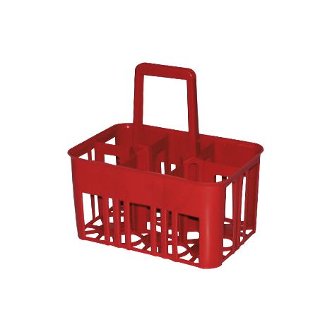 Cestello in plastica portabottiglie a 6 posti - Rosso - Mobil Plastic