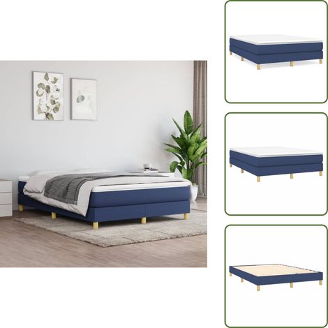 Boxspringbett mit Matratze Blau 140x200 cm Stoff - Boxspringbett - Doppelbett - Bettenrahmen - Matratze - Matratzenauflage (1/5)