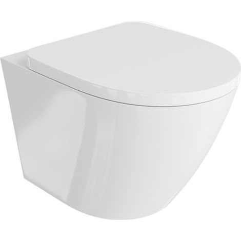 LAVITA Sogo WC suspendu  L'abattant de WC à chute lente  WC suspendu sans bord  WC  365x490x395 cm  blanc brillant (1/4)